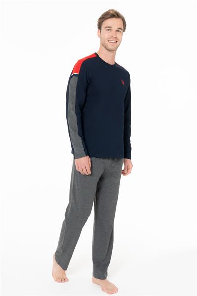U.s Polo Assn. 18957 Erkek Uzun Kollu Bisiklet Yaka Pijama Takımı-Lacivert