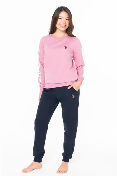 U.s Polo Assn. 20120 Kadın Uzun Kollu Bisiklet Yaka Paçası Bantlı Rahat Ev Giyim-Lila