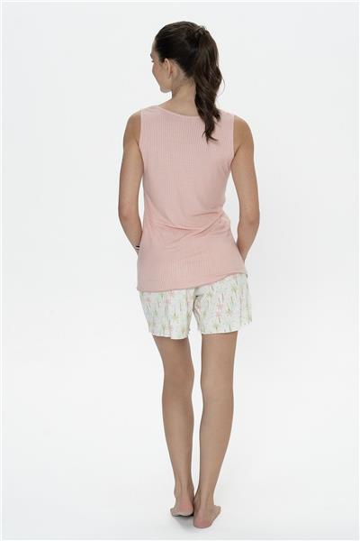 U.s Polo Assn. 20080 Kadın Kalın Askılı Bisiklet Yaka Şortlu Pijama Takımı-Somon