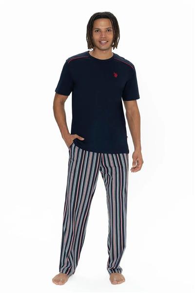 U.s Polo Assn. 18905 Erkek Kısa Kollu Bisiklet Yaka 3lü Pijama Takımı-Lacivert