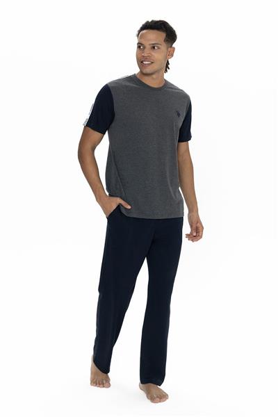 U.s Polo Assn. 18898 Erkek Kısa Kollu Bisiklet Yaka Pijama Takımı-Antrasitmelanj