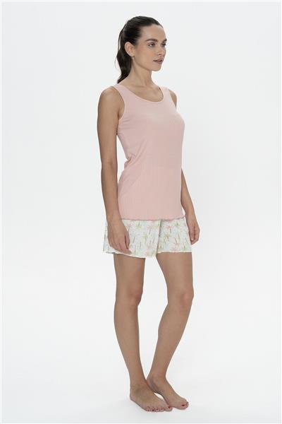 U.s Polo Assn. 20080 Kadın Kalın Askılı Bisiklet Yaka Şortlu Pijama Takımı-Somon