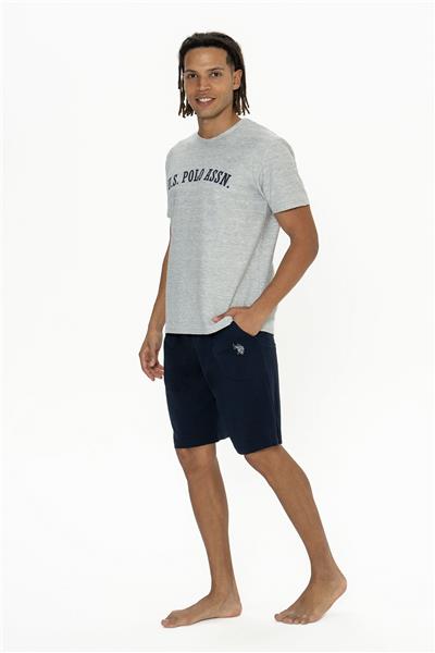 U.s Polo Assn. 18886 Erkek Kısa Kollu Bisiklet Yaka Şortlu Pijama Takımı-Gri