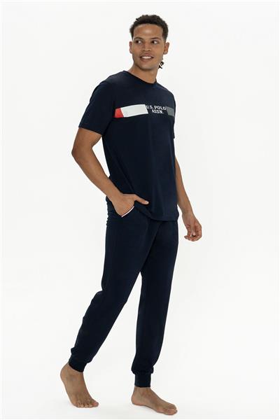 U.s Polo Assn. 18888 Erkek Kısa Kollu Bisiklet Yaka Paçası Lastikli Pijama Takımı-Lacivert