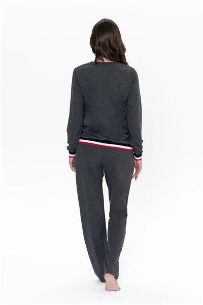 U.s Polo Assn. 20110 Kadın Uzun Kollu Bisiklet Yaka Rahat Ev giyim-Antrasitmelanj