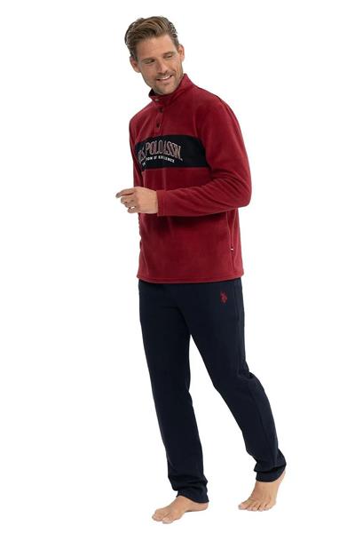 U.s Polo Assn. 18826 Erkek Polar Uzun Kollu Dik Yaka Rahat Ev Giyim-Bordo