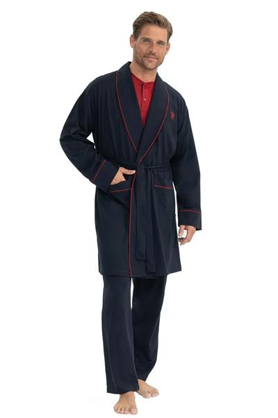 U.s Polo Assn. 12040 Erkek Çeyizlik 5li Sabahlıklı Pijama Takım-Lacivert