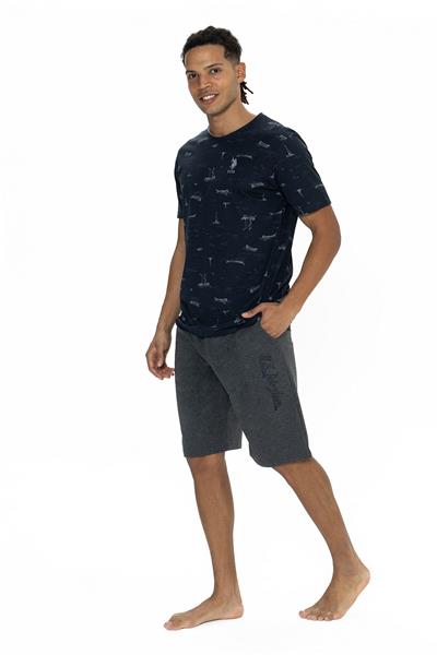 U.s Polo Assn. 18879 Erkek Kısa Kollu Bisiklet Yaka Şortlu Pijama Takımı-Lacivert