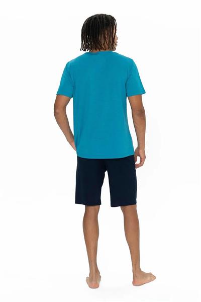 U.s Polo Assn. 18904 Erkek Kısa Kollu Bisiklet Yaka Şortlu Pijama Takımı-Petrol