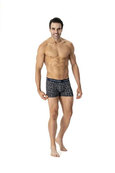 U.s Polo Assn. 80503 Erkek Pamuklu 3lü Boxer-İndigo&Lacivert&Baskılı