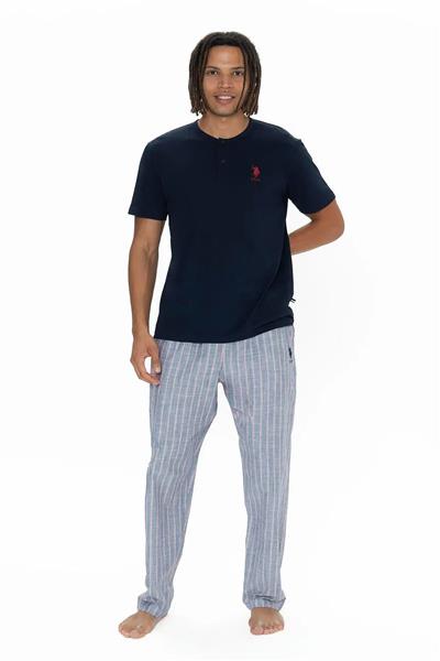 U.s Polo Assn. 18915 Erkek Kısa Kollu Yakası Düğmeli Pijama Takımı-Lacivert
