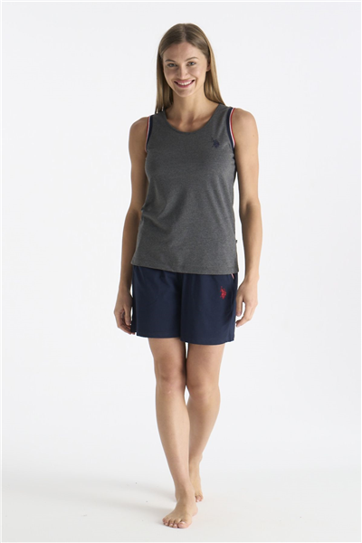 U.s Polo Assn. 20205 Kadın Kalın Askılı Şortlu Pijama Takımı-Gri