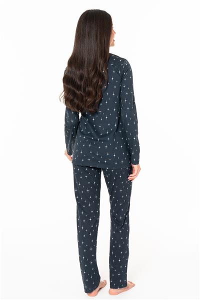 U.s Polo Assn. 20173 Kadın Uzun Kollu Gömlek Pijama Takım-Lacivert