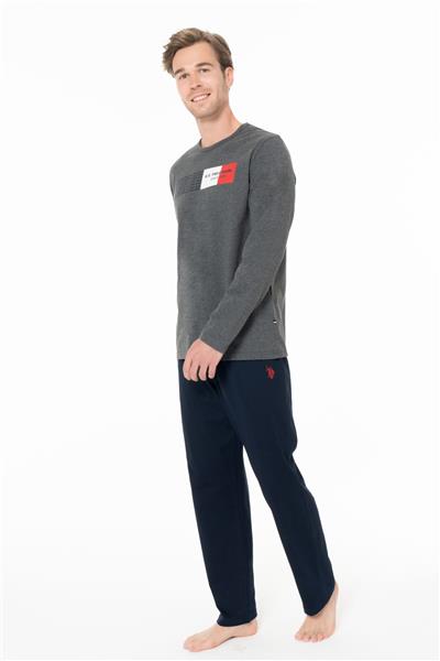U.s Polo Assn. 18945 Erkek Uzun Kollu Bisiklet Yaka Pijama Takımı-Antrasitmelanj