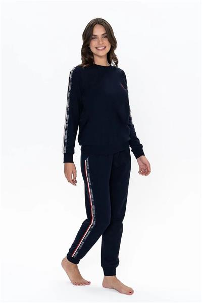 U.s Polo Assn. 20113 Kadın Uzun Kollu Bisiklet Yaka Paçası Lastikli Rahat Ev giyim-Lacivert