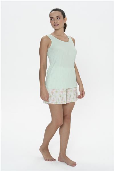 U.s Polo Assn. 20080 Kadın Kalın Askılı Bisiklet Yaka Şortlu Pijama Takımı-Mint