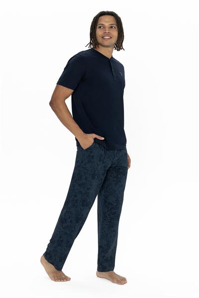 U.s Polo Assn. 18914 Erkek Kısa Kollu Yakası Düğmeli 3lü Pijama Takımı-Lacivert