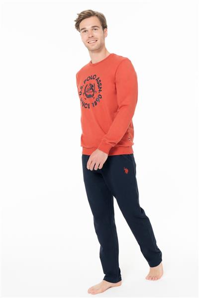 U.s Polo Assn. 18940 Erkek Uzun Kollu Bisiklet Yaka Rahat Ev Giyim-Kiremit