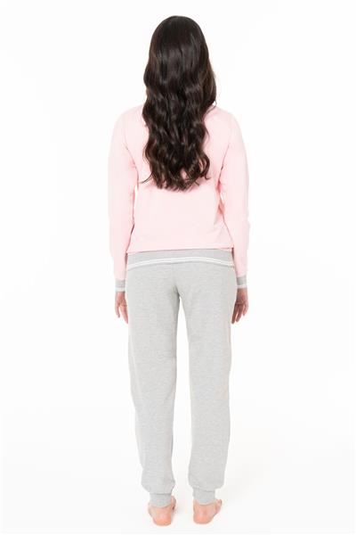 U.s Polo Assn. 20117 Kadın Uzun Kollu Bisiklet Yaka Paçası Bantlı Rahat Ev Giyim-Pembe