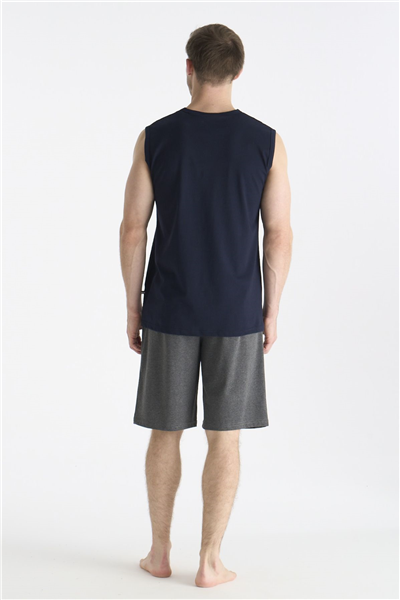 U.s Polo Assn. 19020 Erkek Kolsuz Bisiklet Yaka Şortlu Pijama Takımı-Lacivert