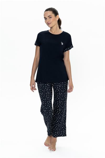 U.s Polo Assn. 20052 Kadın Kısa Kollu Bisiklet Yaka Pijama Takımı-Lacivert