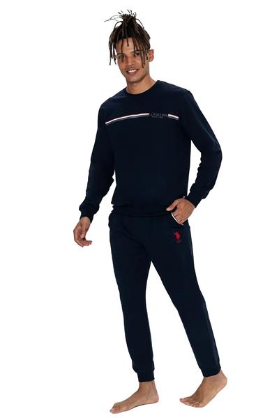 U.s Polo Assn. 18921 Erkek Uzun Kollu Bisiklet Yaka Rahat Ev giyim-Lacivert