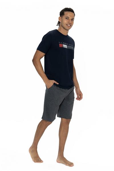 U.s Polo Assn. 18871 Erkek Kısa Kollu Bisiklet Yaka Şortlu Pijama Takımı-Lacivert