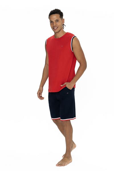 U.s Polo Assn. 18872 Erkek Kolsuz Bisiklet Yaka Şortlu Pijama Takımı-Kırmızı