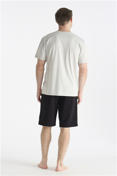 U.s Polo Assn. 19018 Erkek Kısa Kollu Bisiklet Yaka Şortlu Pijama Takımı-Gri