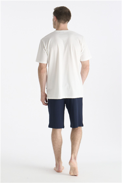 U.s Polo Assn. 19006 Erkek Kısa Kollu Şortlu Pijama Takımı-Ekru