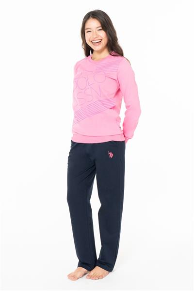 U.s Polo Assn. 20123 Kadın Uzun Kollu Bisiklet Yaka Rahat Ev Giyim-Fuşya