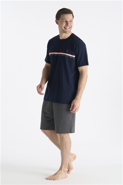 U.s Polo Assn. 19005 Erkek Kısa Kollu Şortlu Pijama Takımı-Lacivert