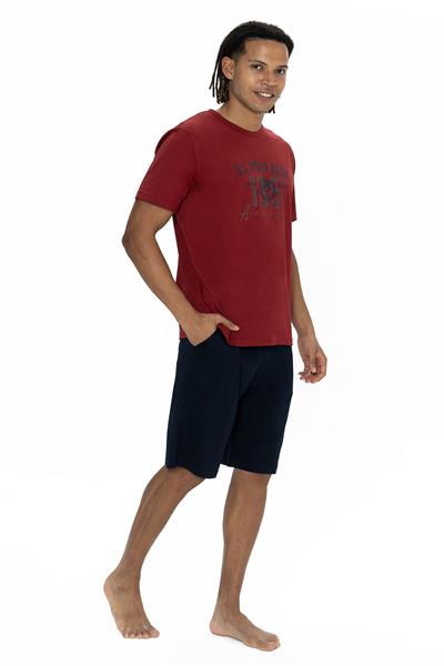 U.s Polo Assn. 18884 Erkek Kısa Kollu Bisiklet Yaka Şortlu Pijama Takımı-Bordo