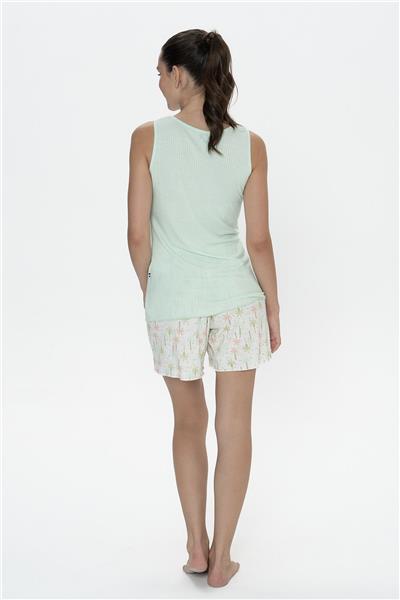 U.s Polo Assn. 20080 Kadın Kalın Askılı Bisiklet Yaka Şortlu Pijama Takımı-Mint