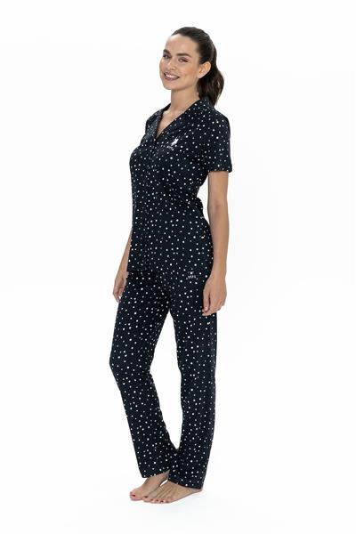 U.s Polo Assn. 20051 Kadın Kısa Kollu Gömlek Pijama Takım-Lacivert