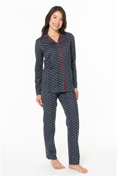 U.s Polo Assn. 20144 Kadın Uzun Kollu Gömlek Pijama Takım-Lacivert