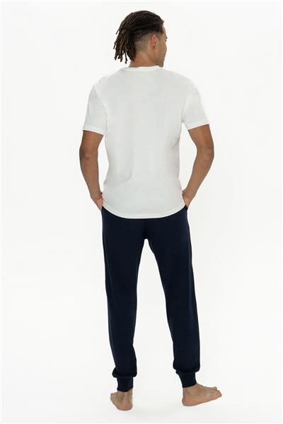 U.s Polo Assn. 18888 Erkek Kısa Kollu Bisiklet Yaka Paçası Lastikli Pijama Takımı-Ekru