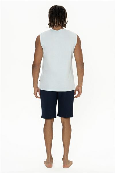 U.s Polo Assn. 18885 Erkek Kolsuz Bisiklet Yaka Şortlu Pijama Takımı-Mavi