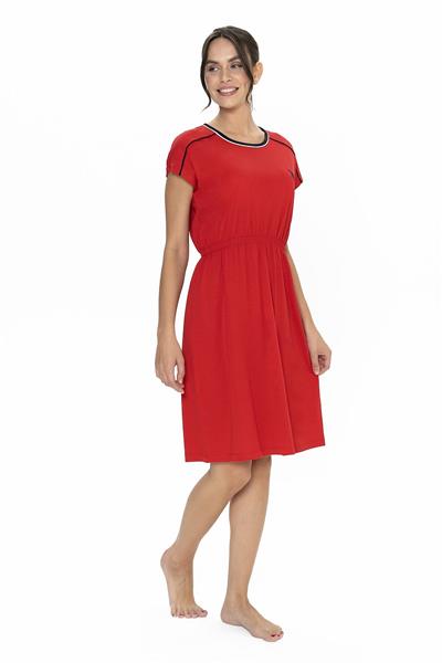 U.s Polo Assn. 20008 Kadın Kısa Kollu Bisiklet Yaka Rahat Ev Giyim-Kırmızı