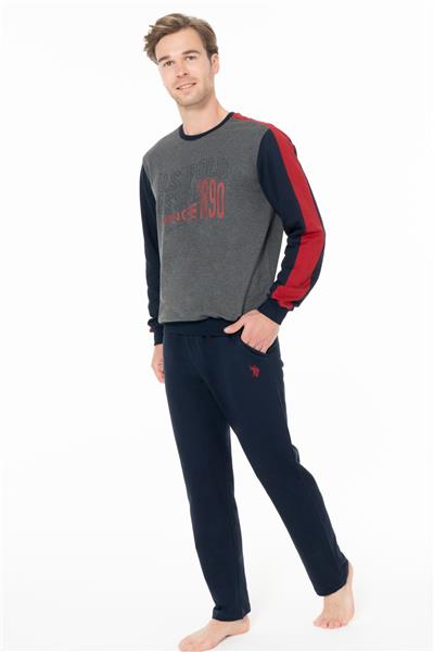 U.s Polo Assn. 18939 Erkek Uzun Kollu Bisiklet Yaka Rahat Ev Giyim-Antrasitmelanj