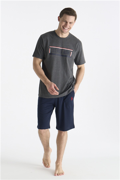 U.s Polo Assn. 19006 Erkek Kısa Kollu Şortlu Pijama Takımı-Gri