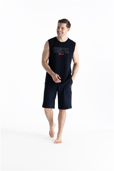 U.s Polo Assn. 19010 Erkek Sıfır Kollu Şortlu Pijama Takımı-Lacivert
