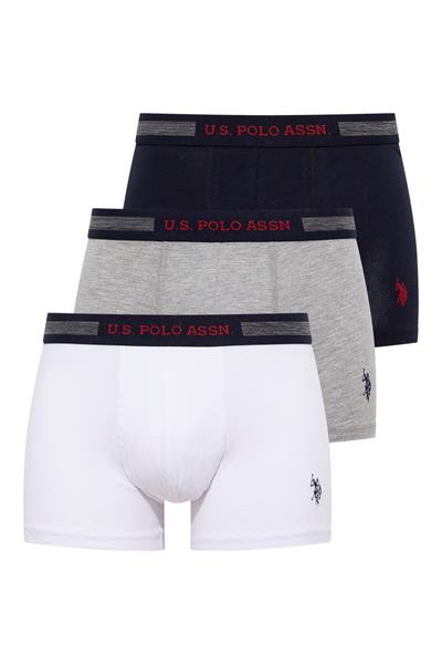 U.s Polo Assn. 90004 Erkek Battal 3lü Boxer-Lacivert&Grimelanj&Beyaz