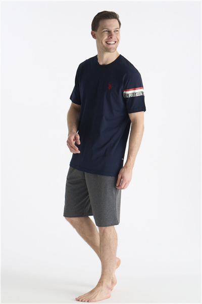 U.s Polo Assn. 19001 Erkek Kısa Kollu Şortlu Pijama Takımı-Lacivert