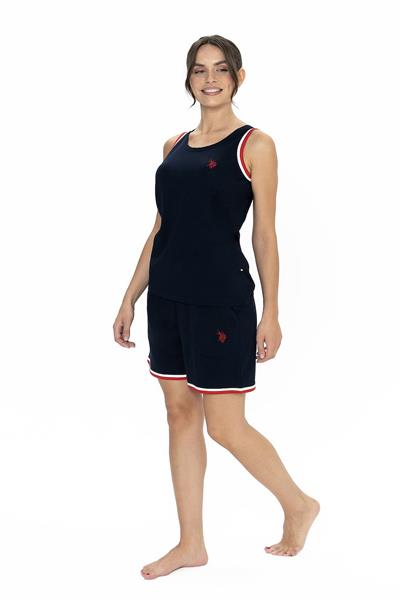 U.s Polo Assn. 20005 Kadın Kalın Askılı Bisiklet Yaka Şortlu Pijama Takımı-Lacivert