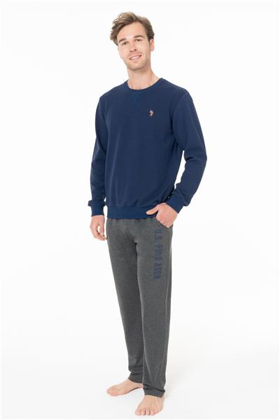 U.s Polo Assn. 18933 Erkek Uzun Kollu Bisiklet Yaka Rahat Ev Giyim-Lacivert