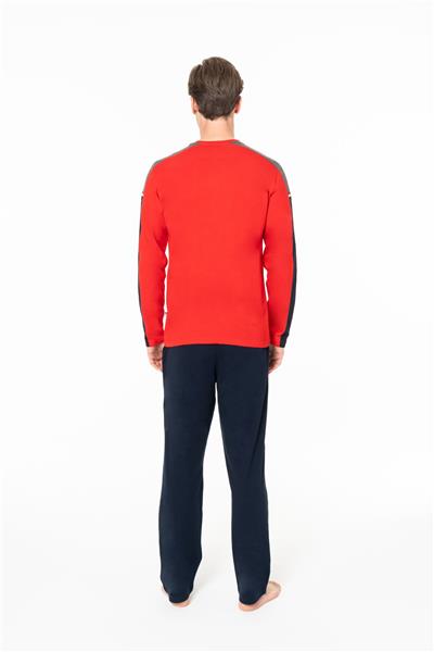 U.s Polo Assn. 18957 Erkek Uzun Kollu Bisiklet Yaka Pijama Takımı-Kırmızı