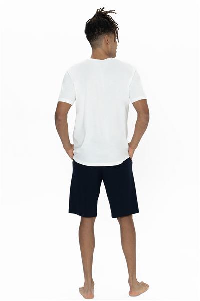 U.s Polo Assn. 18865 Erkek Kısa Kollu Bisiklet Yaka Şortlu Pijama Takımı-Ekru