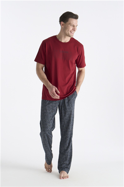 U.s Polo Assn. 19049 Erkek Bisiklet Yaka Kısa Kollu Pijama Takımı-Bordo