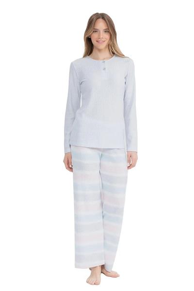 U.s Polo Assn. 17096 Kadın Delikli Polar Waffle Kumaş  Uzun Kollu Geniş Paça Pijama Takım-Grimelanj